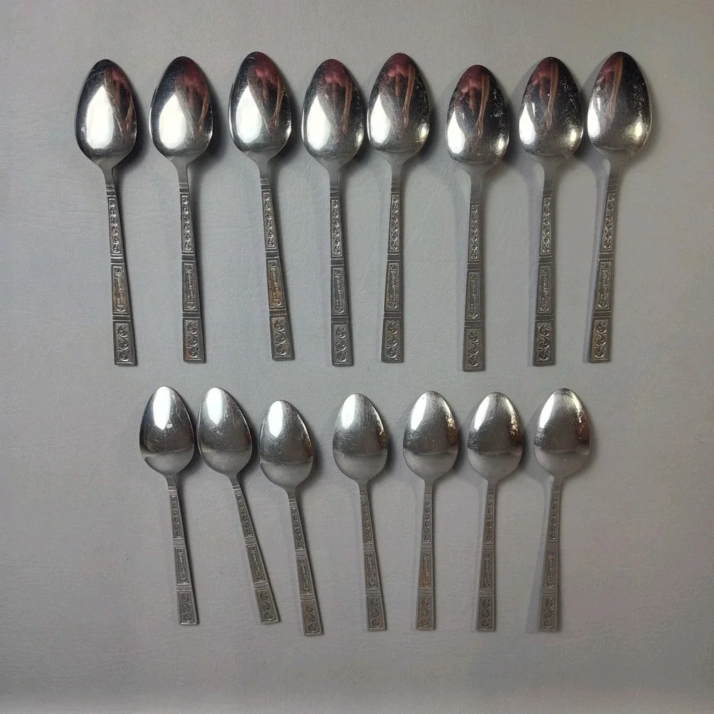 Vintage Riviera RIF4 Stainless Flatware Japan Set Of 43 Scroll Black Textured